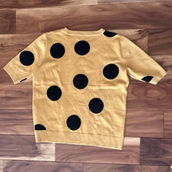 Carmen Chic Mustard Polka Dot Sweater size Medium - Picture 2 of 3